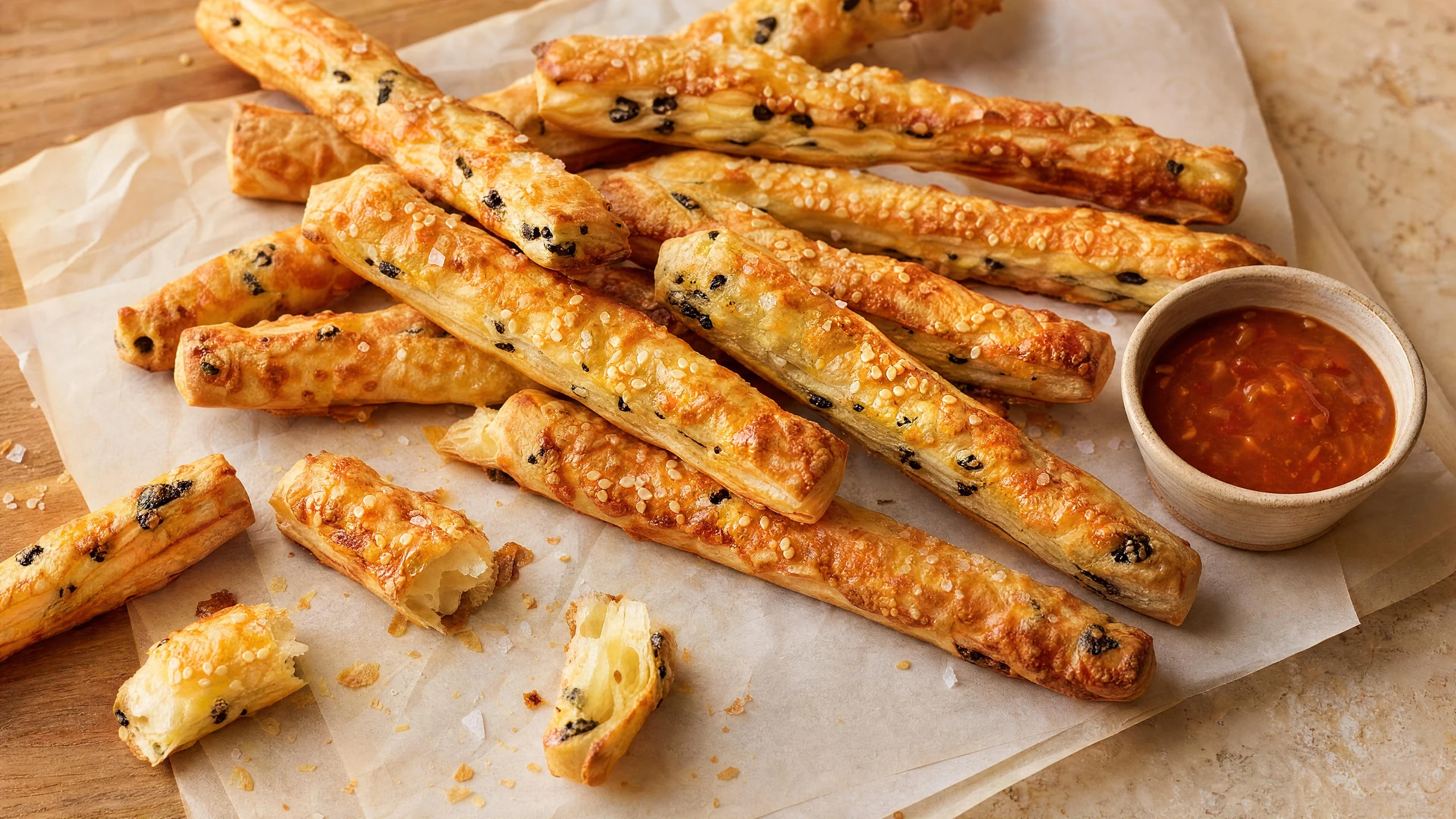Cheese & olive sticks